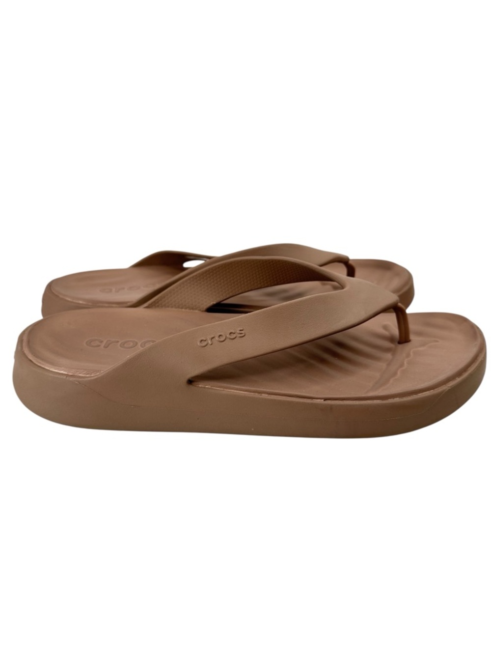 Crocs Getaway Flip Flops Latte Free Feel Technology Comfort Sandals Size 10